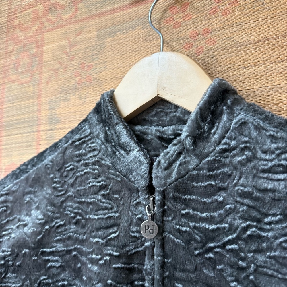 Pinco Pallino Italian Designer Faux Persian Lamb Fur Contemporary Grey Jacket - Picture 4 of 6